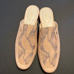 Cole Haan pink snakeskin leather closed toe mules